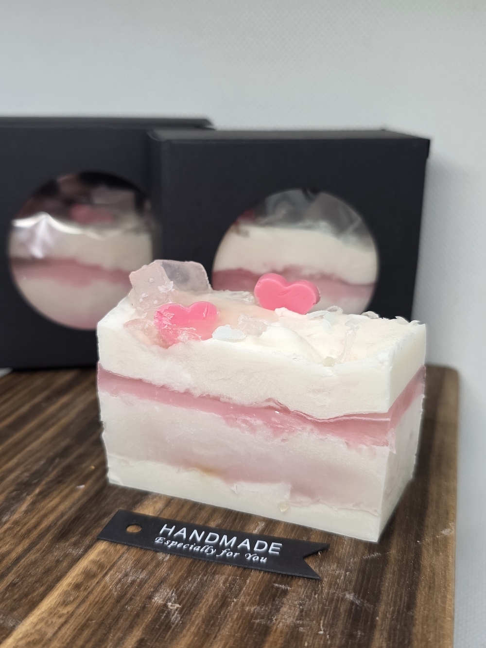 Handmade Goat Milk Shea Butter Layered Soap Bar - Women Bath & Body With Glove